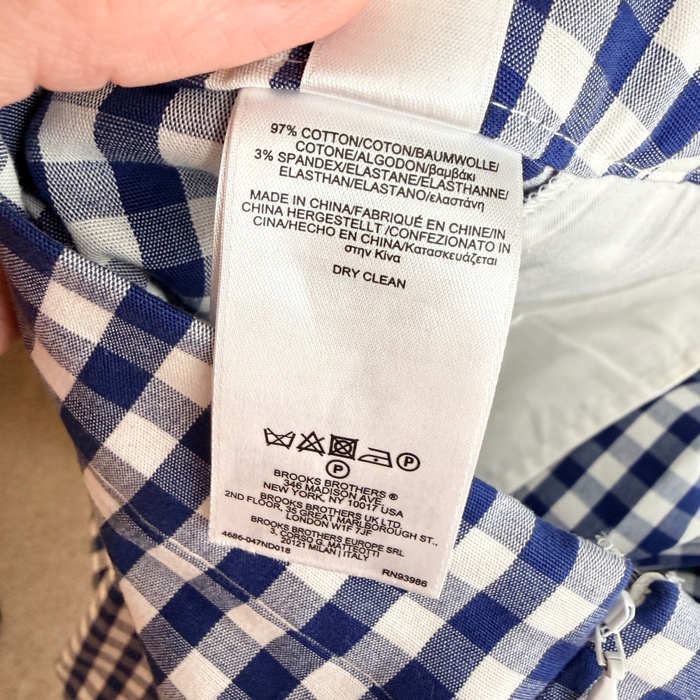 Brooks Brothers Red Fleece Gingham Skirt Navy Blue 12 Preppy Nautical Classic - Picture 5 of 7